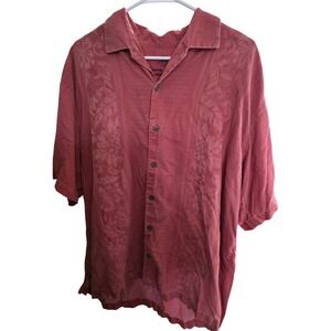 Tommy Bahama Mens XL Red Floral Print Short Sleeve Button Up Casual Shirt